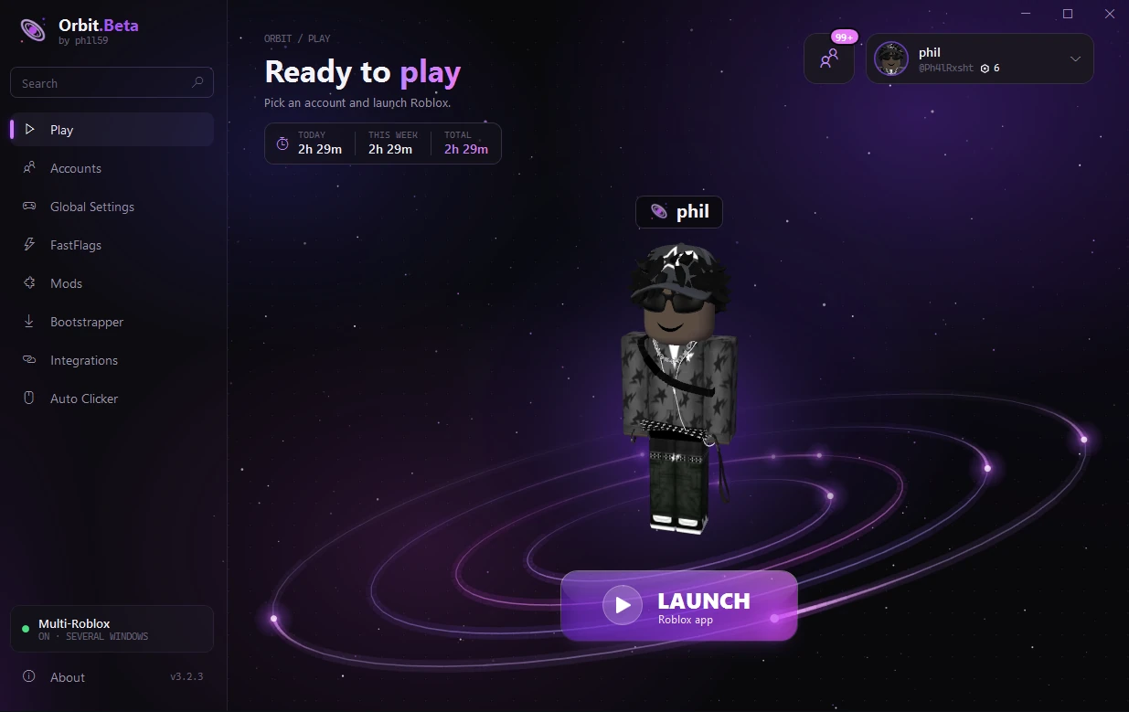 Play page with 3D avatar